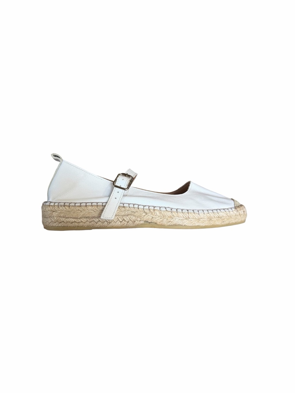 FABIOLAS Classy Buckle White MaryJane Low Heel Espadrilles  EU Sz 41 / US 10